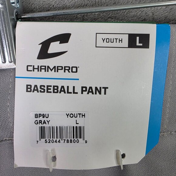 Boys Champro Gray Baseball Pants MVP Open Bottom Relaxed Fit Youth Size L - Picture 4 of 9
